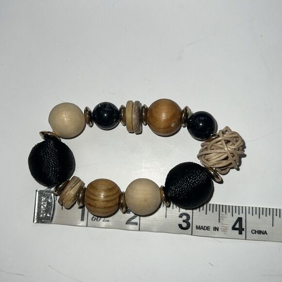 Paparazzi Bracelet Happily Homespun Black Wooden Beads Boho Western Hippie - Picture 8 of 9